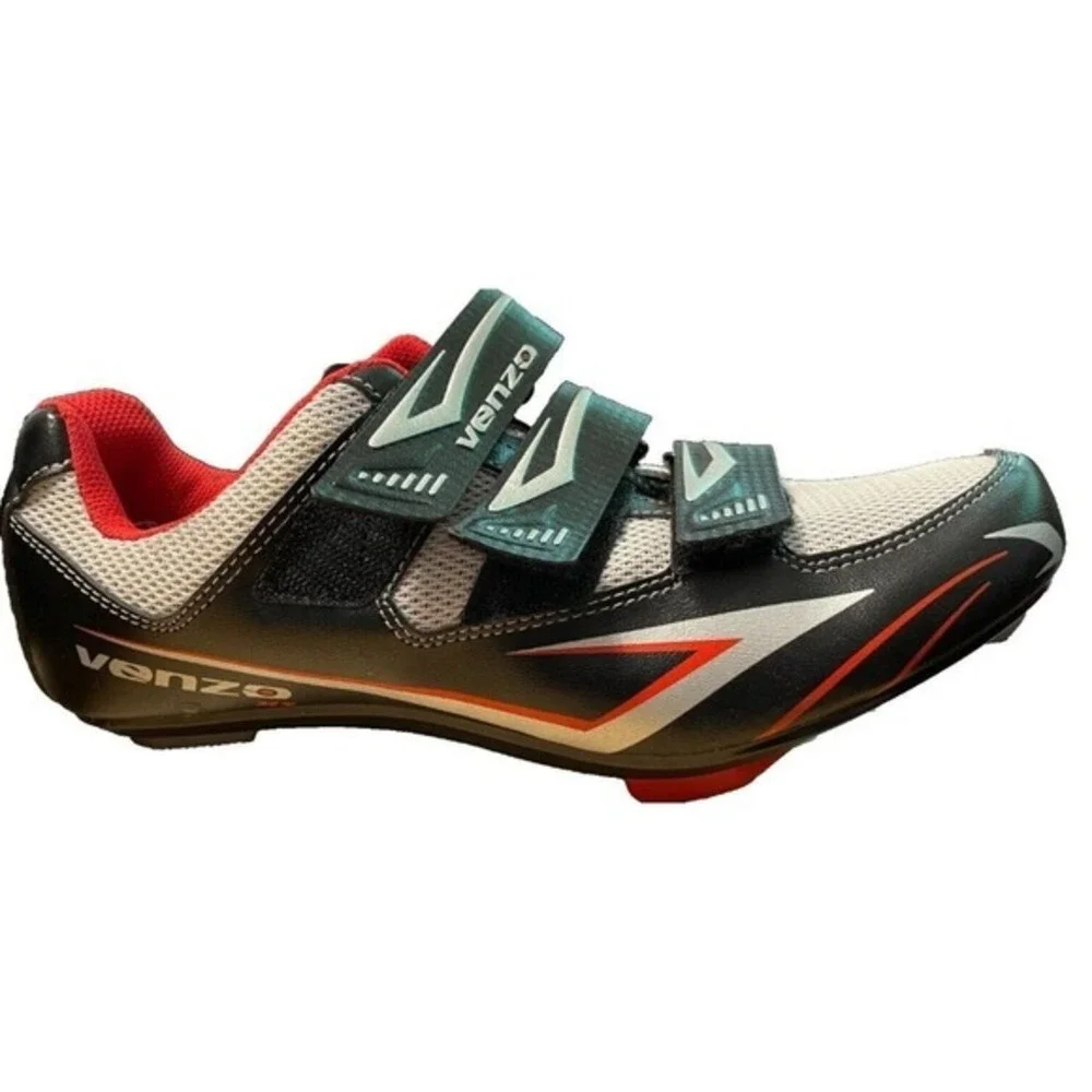 Venzo‎ Bicycle Shoes and Pedals BXRoads 42 UK size 7 US 8 Black & Red Road Bike